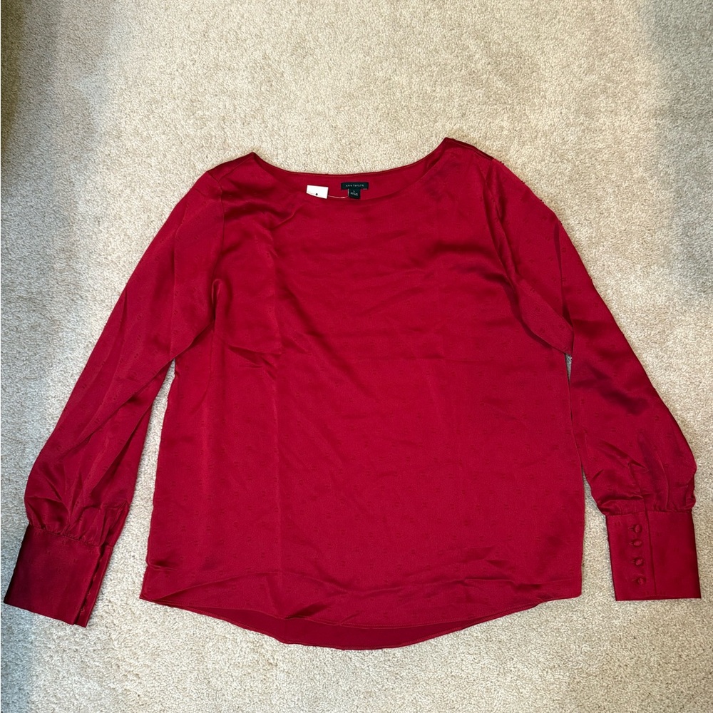 Ann Taylor Red Textured Blouse NWT | Size Large